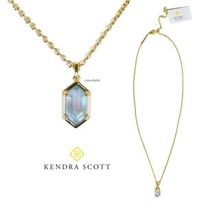 Kendra Scott Hallie Short Pendant Necklace Sky Blue Opalite Illusion Stone NWT